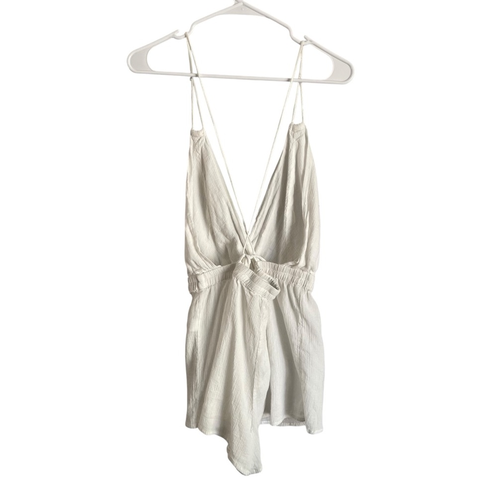 Lulus Headed to the Beach White Strappy Swim Cover-Up Romper Sz M - Picture 3 of 12